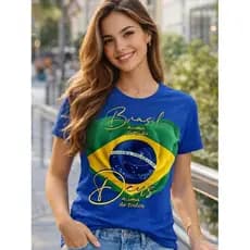 Camiseta Brasil camisa 100% Algodão Premium Blusa T-shirt Copa Time Jogo