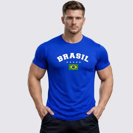 Camisa Dry Fit Brasil 04 - Camiseta Ideal Pra Treinos Corrida Esporte Casual Básica