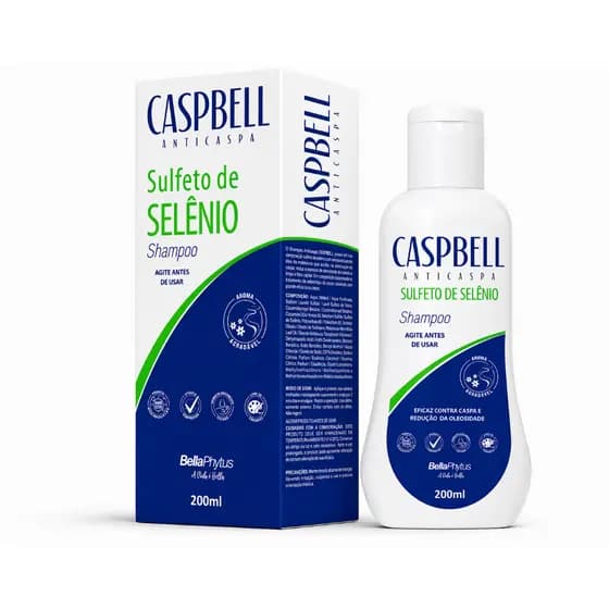 Shampoo Anti Caspa Sulfeto de Selênio 200ml Caspbell Reduz Oleosidade - BellaPhytus