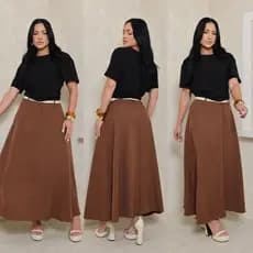 Saia Longa Rodada Alfaiataria  Moda Evangélica Elegante Casual  Basica Iverno Cintura Alta Luxo