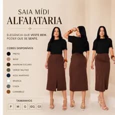 Saia Midi Alfaiataria Feminina Cintura Alta Elegante Social Casual Evangélica Moda