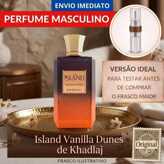 Perfume masculino Island Vanilla Dunes ENVOLVENTE IRRESISTIVELMENTE ELEGANTE BAUNILHA LEVE REFINADA MODERNA