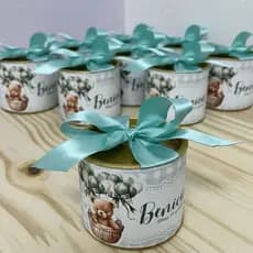 Kit Tubolatas ursinho verde personalizadas 5x6 - Lembrancinha de maternidade - chá de bebê