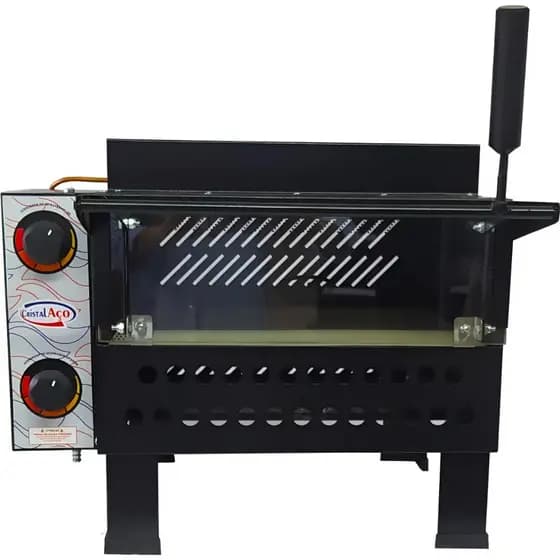 Forno De Pizza Profissional A Gás Com Infravermelho 68x48 Para 1 Pizza Grande Cristal Aço