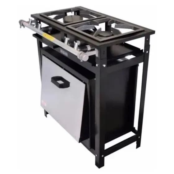 Fogão Industrial 2 Bocas Com Forno 60 Litros Cristal Aço 30x30 Baixa Pressão
