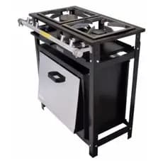 Fogão Industrial 2 Bocas Com Forno 60 Litros Cristal Aço 30x30 Baixa Pressão