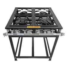Fogão A Gás Profissional Baixa Pressão 30x30 Botijão Comum Preto Cristal Aço P5 Grelha 30x30
