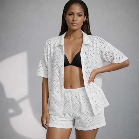 Conjunto Feminino Saída de Praia em Tecido Leve - Tamanho Unico