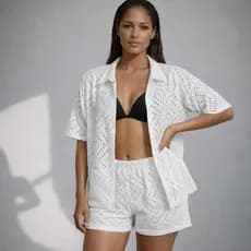 Conjunto Feminino Saída de Praia em Tecido Leve - Tamanho Unico