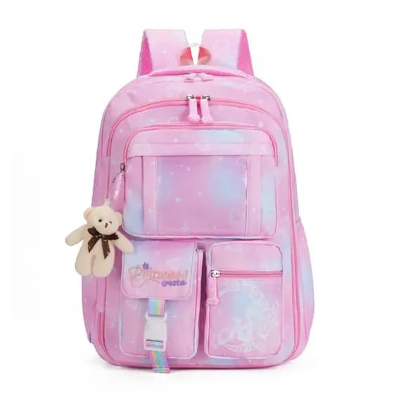 Mochila Escolar Infantil Feminina Grande Capacidade Impermeável Abertura 180° Fofa Reforçada Confortável Escola Viagem