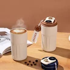 Garrafa Térmica de Água 420ml com Display de Temperatura - Copo Café de Aço Inoxidável Portátil para Viagem