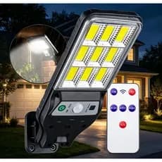 Luminária Solar 9 Led Parede Poste Solar COB Carregar LED Luz Branco Frio Prova de Água Sensor Presença 3 funções