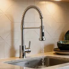 Torneira Contemporânea Para Pia De Água Fria E Quente Com Mola Flexível Fluxo Ajustável Cozinhas Domésticas