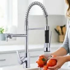 Torneira De Cozinha Com Mola Removível De Aço Inoxidável Para Limpeza Versátil , Preta/Prateada