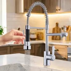Torneira De Cozinha De Água Quente Fria Premium Com Pulverizador Retrátil E Design Ergonômico Para Cozinhar Em Casa