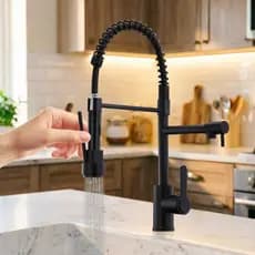 Torneira Misturadora De Água Fria E Quente Para Cozinha Com Pulverizador De Mola Extensível Flexível Pia De Bancada