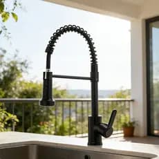 Torneira De Cozinha Com 360 ° Spray Duplo Retrátil Giratório-Premium Gourmet (Preto/Prata)