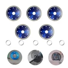 Pacote de 5 peças Discos de corte de diamante de textura azul para corte de vidro, piso cerâmico e diâmetro cerâmico 115