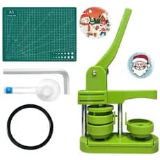 Máquina rotativa de crachá verde, adequada para fazer emblemas, botões, broches, tamanho: 25mm/32MM/37MM/44MM/58MM