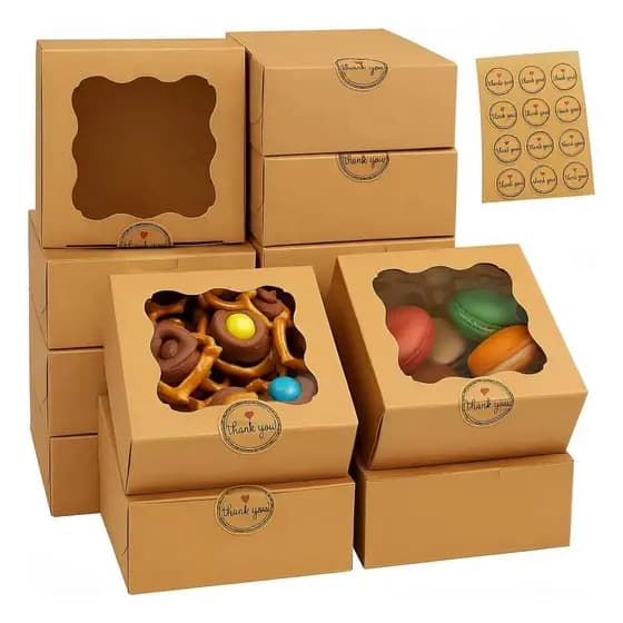 60 peças 10 x 10 x 6.3 cm caixa de embalagem quadrada para assar, branco/marrom/rosa três cores disponíveis, com 5 peças