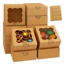 60 peças 10 x 10 x 6.3 cm caixa de embalagem quadrada para assar, branco/marrom/rosa três cores disponíveis, com 5 peças