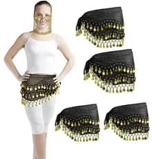 Lenço de cintura para dança do ventre, 130 cm, 4 pacotes, adequado para treinamento de desempenho, monocromático opciona
