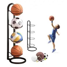 Rack de armazenamento de basquete de quatro camadas, rack de armazenamento de bolas de ferro fundido Organizador de vôle