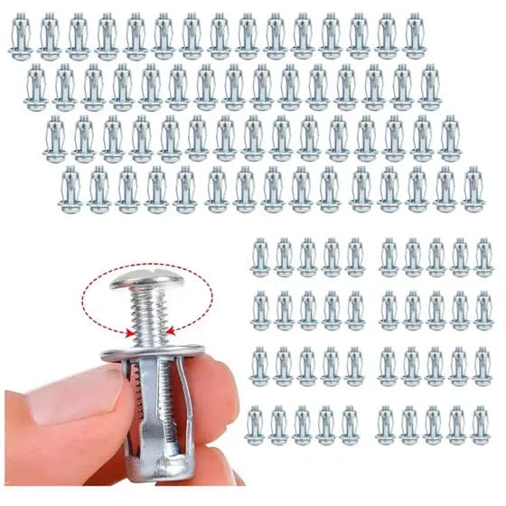 Conjunto de 100 parafusos de âncora suspensos para Metal, madeira, parede oca, parafusos de expansão tipo pétala com par