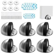 Conjunto de 6 peças de clipe de porta magnético, com parafusos ou sem perfuração, prata/preto