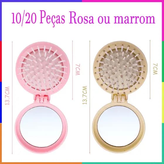 Conjunto de pente dobrável de 10/20 peças com espelho, pente dobrável compacto com espelho, pode colocar na bolsa