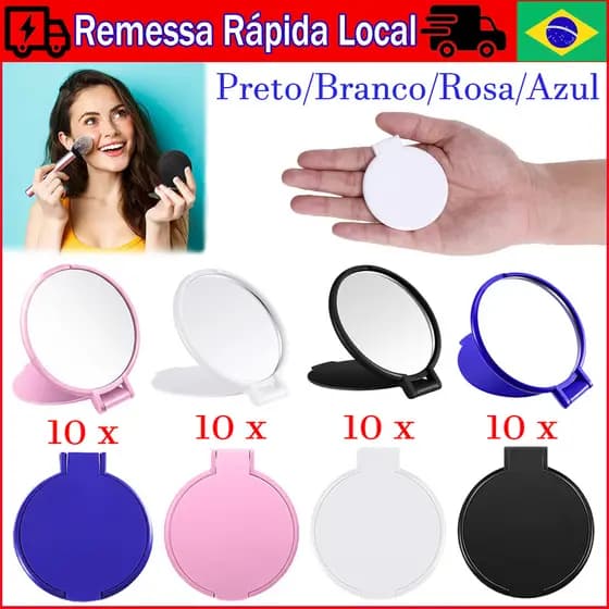 Espelho pequeno cosmético de 10 peças, espelho de maquiagem de bolso, espelho de maquiagem portátil dobrável