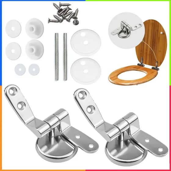 Dobradiça para tampa de vaso sanitário, suporte de fixação, 2 parafusos de conexão para tampa de vaso sanitário, dobradi