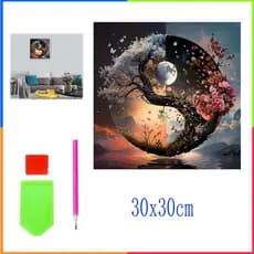 Conjunto de pintura diamante 5D 30x30cm Yin Yang Pintura DIY Pintura Diamante