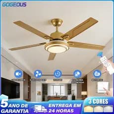3 Cores 110V-220V Ventilador De Teto Com Luz Para Sala De Estar Com Controle Romoto 48W 5 Folhas