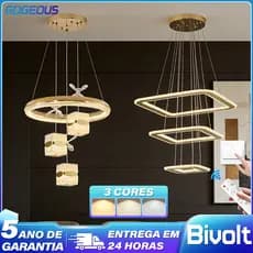 3 Cores 110V-220V Luminária pendente para sala de jantarde LED Lustre Com Controle Remoto  Para Sala de Estar Quarto