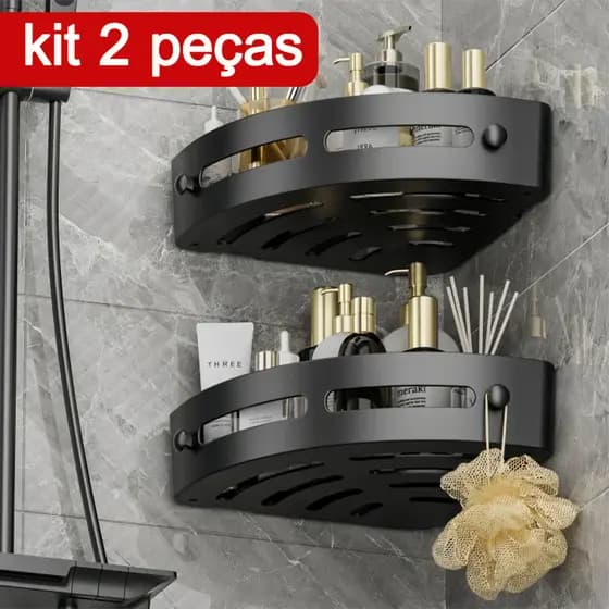 kit Prateleira de armazenamento Banheiro De Shampoo Rack Sem Furo com Adesivo alta qualidade