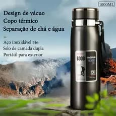 Copo térmico 1000ml/1L de 316 aço inoxidável a vácuo Com Infusor Prata De Água Com Alça
