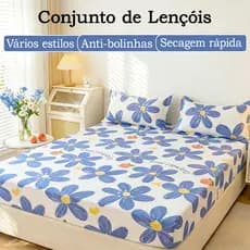Kit de Lençol Estampado Com Elastico e Fronha Algodão lavado Estampas Sortidas e Tamandos