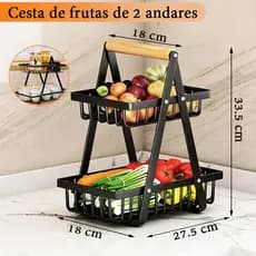 Fruteira de Mesa 2 Andares Cesta Organizador de Frutas e Legumes para Cozinha Multiuso Premium