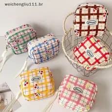 # weicheng Bolsa De Cosméticos Xadrez Doce Maquiagem Mão De Viagem Menstrual Armazenamento Diversa .