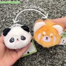 SOMEDAYZL0M Turn To Costume Panda Pingente , Animal Com Cauda Vermelho Chaveiro De Pelúcia , Bolsa Para Fone De Ouvido