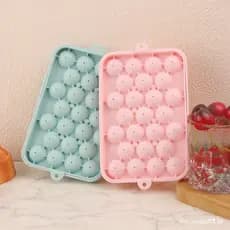 Forma de Gelo de Silicone Elástico 25 Bolas de Gelo com Tampa, Forma de Gelo Livre de BPA para Congelar Cubos de Gelo MF