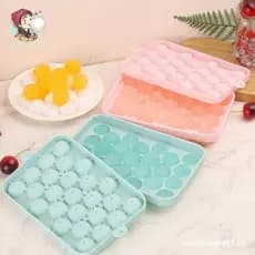 Forma de Cubo de Gelo, Silicone Elástico, Fabricante de Bolas de Gelo de 25 Peças com Tampa, Forma de Cubo de Gelo Sem S