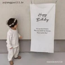 # Novo Carta Simples Feliz Aniversário Pendurado Pano Ins Quarto Das Crianças Decoração De Arranjo Foto Tapeçaria Festa