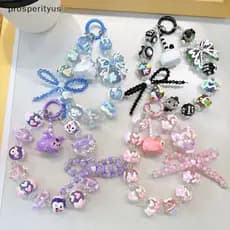 [prosperityus] Corrente De Telefone Kawaii Sanrio Kuromi Com Contas De Laço De Cartão Melody Cinnamoroll Charme Alça De