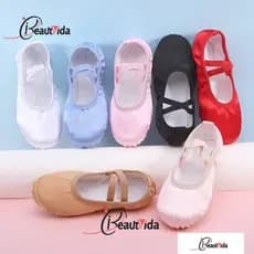 Sapatos De Dança Satin Dance Treinamento Para Meninas Ballet Soft Sole Sólidos Cor Kids Performance Shoes