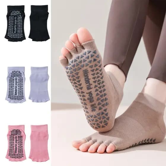 Meias Esportivas Antiderrapantes com Dedos Divididos, Adequadas para Yoga e Pilates, Design de Sensação Descalça QNW9