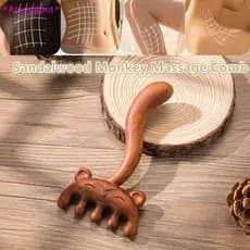 Massageador meridiano de madeira para cabeça, couro cabeludo facial Gua Sha, massageador facial Natural, sândalo DIST