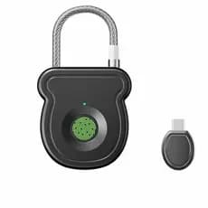 Cadeado inteligente sem chave com reconhecimento de impressão digital para mulheres, recarregável por USB, material ABS