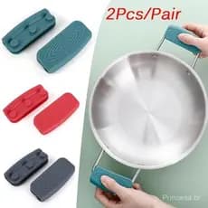 2 Unidades/Par Capas De Alça De Panela De Silicone Antiderrapante Anti-Escaldante Suporte Seguro Verde Cinza Vermelho Po